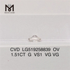 1.51ct G VS1 타원형 VG VG CVD 랩그로운 다이아몬드