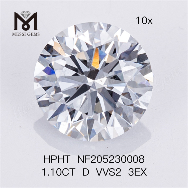 도매 1.10ct D VVS2 라운드 브릴리언트 컷 HPHT 3EX 합성 실험실 재배 다이아몬드