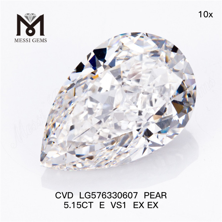 5.15CT E VS1 EX EX 맞춤형 PEAR 랩 그로운 다이아몬드 CVD LG576330607