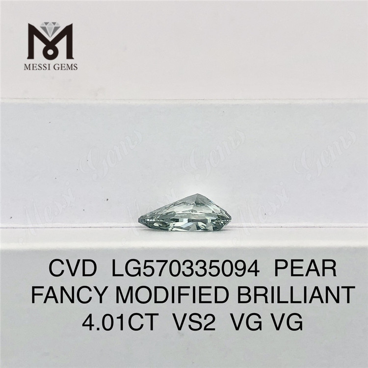 4.01CT 페어 팬시 인텐스 그레이쉬 그린 VS2 매우 좋음 VG 랩그로운 다이아몬드 CVD LG570335094