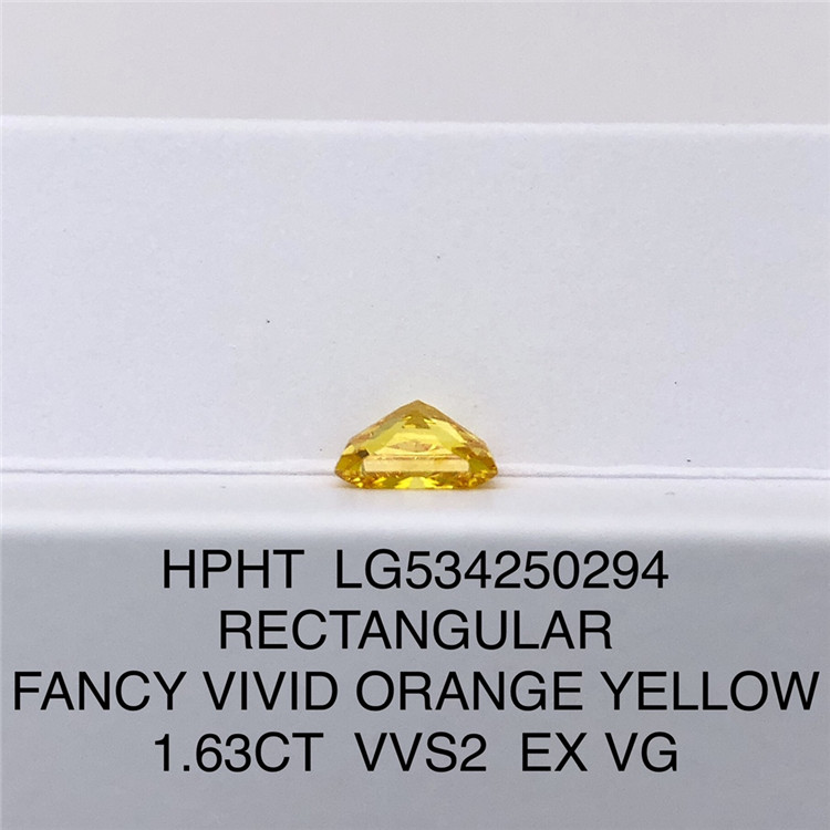 1.63ct 팬시 옐로우 랩 다이아몬드 VVS2 직사각형 EX 루즈 합성 다이아몬드
