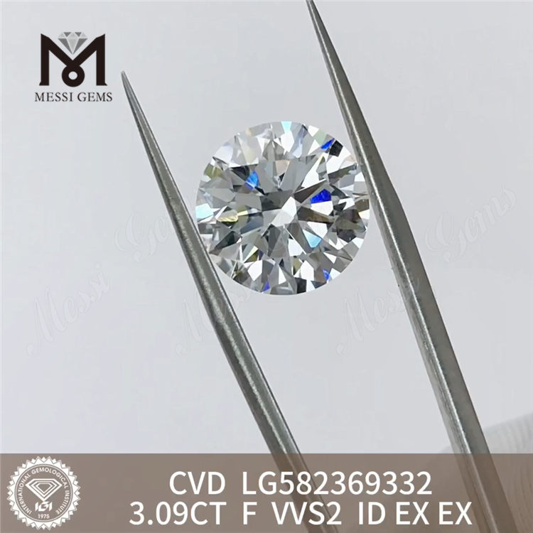 3.09CT F VVS2 ID EX EX LG582369332 cvd 다이아몬드 판매丨Messigems