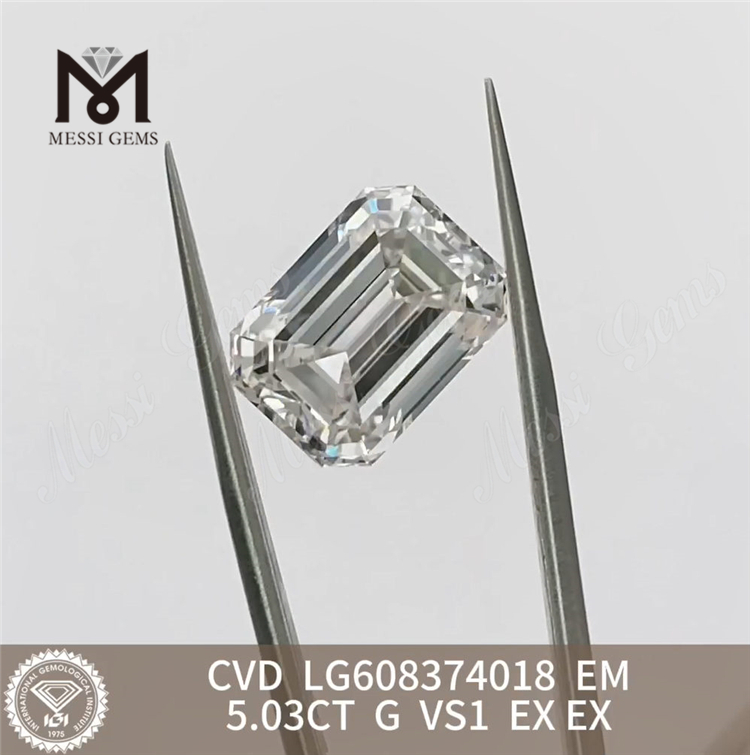 5.03CT G VS1 에메랄드 컷 합성 다이아몬드 온라인 Sparkle with Confidence丨Messigems CVD LG608374018