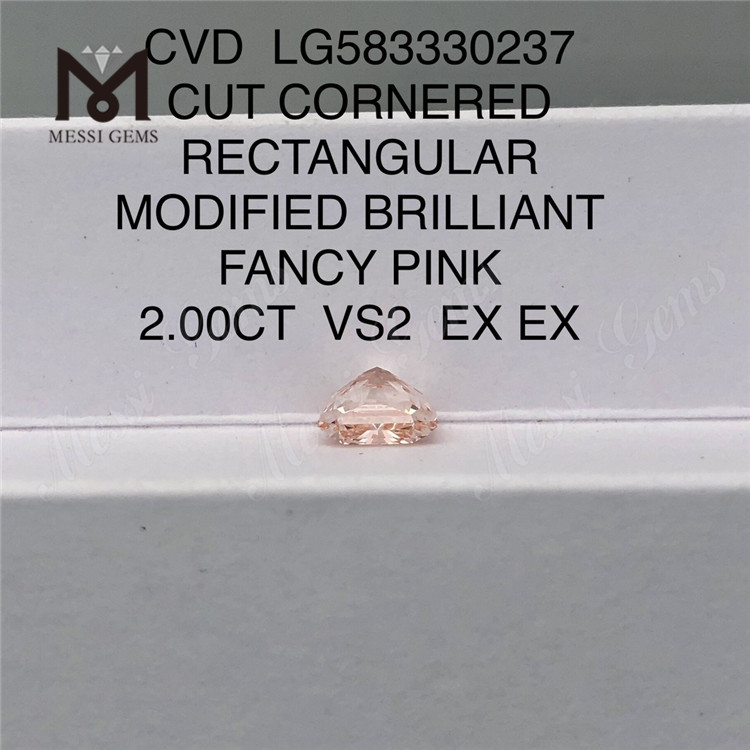 2.00CT VS2 EX EX 컷 직사각형 팬시 핑크 랩 그로운 핑크 다이아몬드 CVD LG583330237