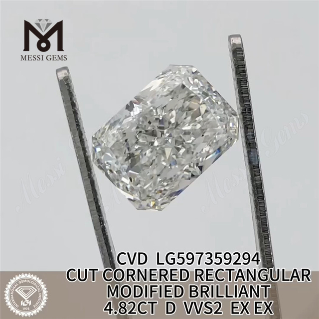 4.82 캐럿 랩 그로운 다이아몬드 D VVS2 직사각형 컷 CVD LG597359294 丨Messigems