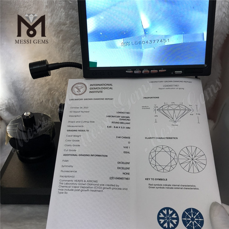 2.44ct igi 인증 다이아몬드 D VVS1 주얼리 디자이너를 위한 저렴한 루즈 다이아몬드丨Messigems LG604377451