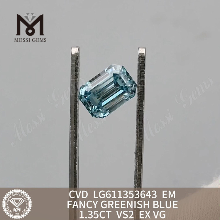 1.35CT EM VS2 FANCY GREENISH BLUE igi 인증 실험실 성장 다이아몬드丨Messigems LG611353643 