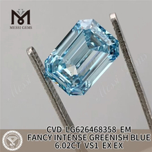 6.02CT 블루 에메랄드 컷 랩 배양 다이아몬드 VS1 CVD LG626468358丨Messigems 
