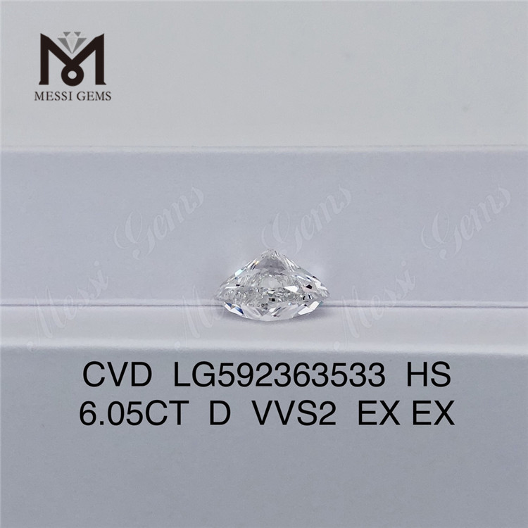 6.05CT D VVS2 EX EX CVD 다이아몬드 HS 대량 재판매 CVD LG592363533丨Messigems를 위한 파트너