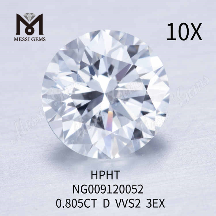 0.805CT 흰색 VVS2 3EX 원형 루즈 랩 제작 다이아몬드 