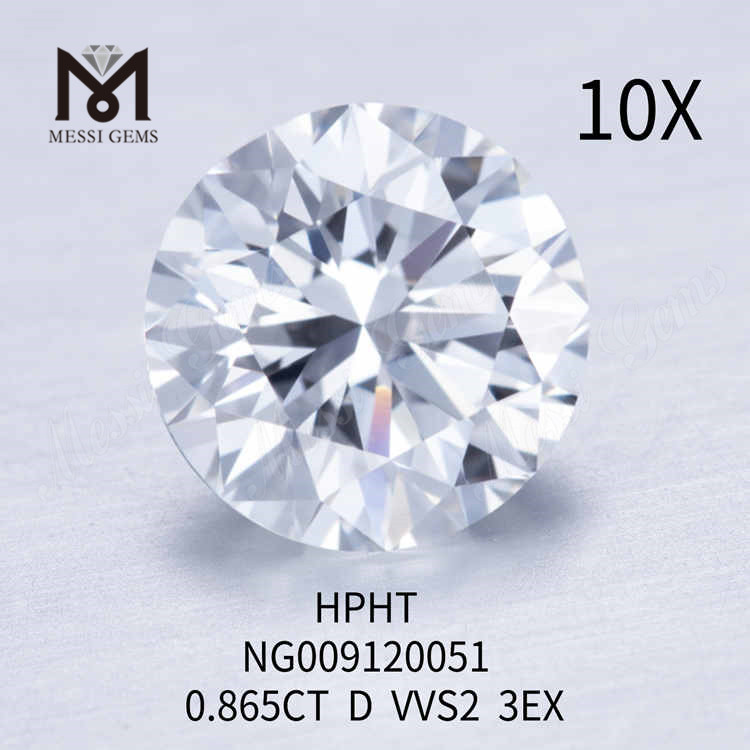 0.865CT RD 화이트 VVS2 3EX 실험실에서 생산된 다이아몬드