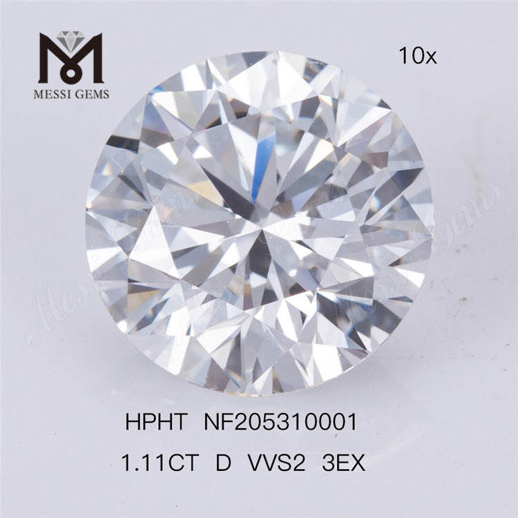 빠른 배송 1.11 캐럿 RD 컷 VVS2 HPHT 3EX 루즈 합성 랩 그로운 다이아몬드