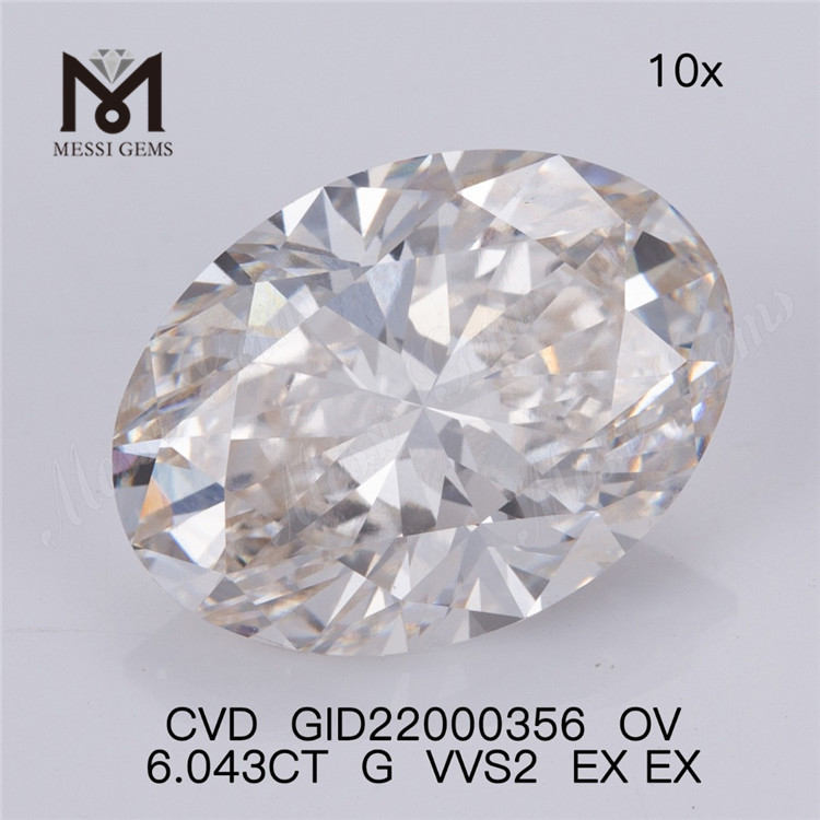 6.043ct G vvs 루즈 랩 다이아몬드 도매 가격 타원형 최대 합성 다이아몬드 IGI