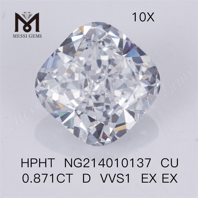 0.871CT D VVS HPHT 랩 다이아몬드 쿠션 루즈 합성 다이아몬드