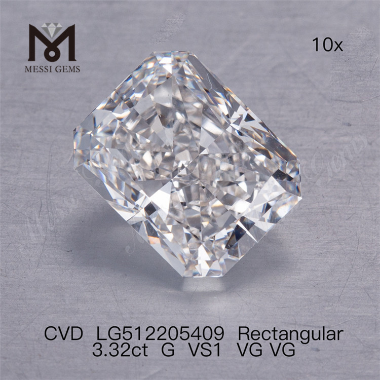 3.32CT G VS cvd 실험실 성장 다이아몬드 직사각형 IGI 인증서 실험실 다이아몬드