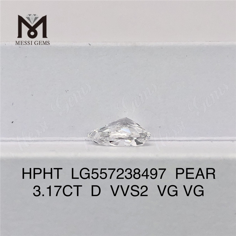 3.17CT D VVS2 VG VG PEAR 랩그로운 다이아몬드 HPHT