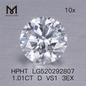 1.01Ct D VS1 3EX 라운드 컷 HPHT 랩 그로운 다이아몬드
