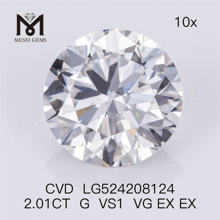 2.01 Ct G 컬러 VS1 랩 다이아몬드 라운드 컷 CVD 루즈 다이아몬드