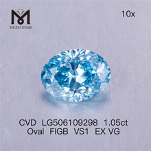 1.05ct 오벌 컷 VS1 블루 랩 그로운 다이아몬드