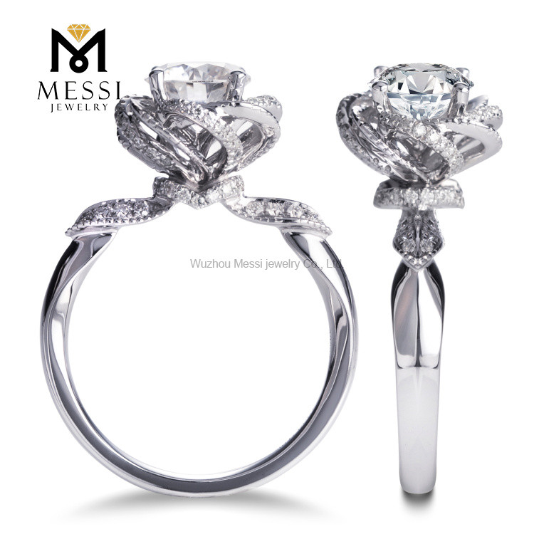 14K 화이트 골드 반지 패션 디자이너 다이아몬드 반지 선물 귀중품