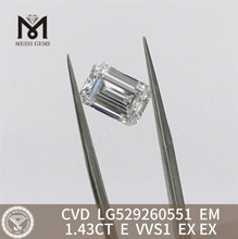 독특한 디자인을 위한 1.43CT E 에메랄드 모양 IGI 등급 다이아몬드 VVS1丨Messigems CVD LG529260551