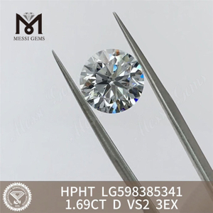 1.69CT D VS2 3EX hpht 라운드 랩 그로운 다이아몬드 도매 우수 LG598385341丨 메시지