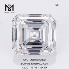 4.22CT E VS1 EX EX SQUARE 에메랄드 컷 연구소 제작 다이아몬드 도매 CVD LG597379372 丨Messigems