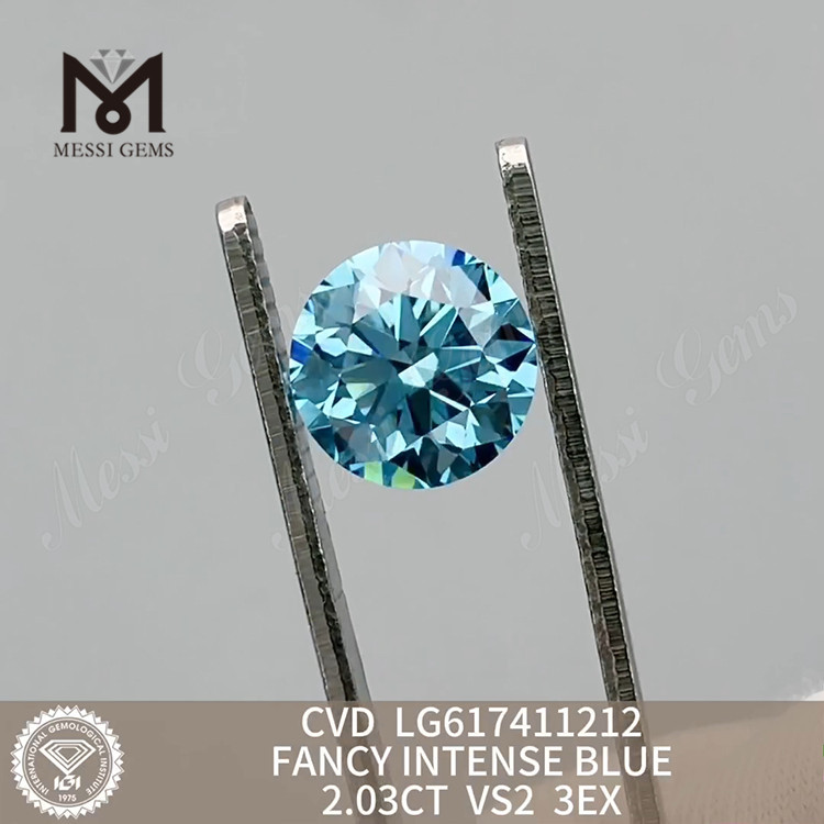 2.03CT VS2 팬시 인텐스 블루 인공 다이아몬드 가격 친화적인 브릴리언스丨메시젬 CVD LG617411212