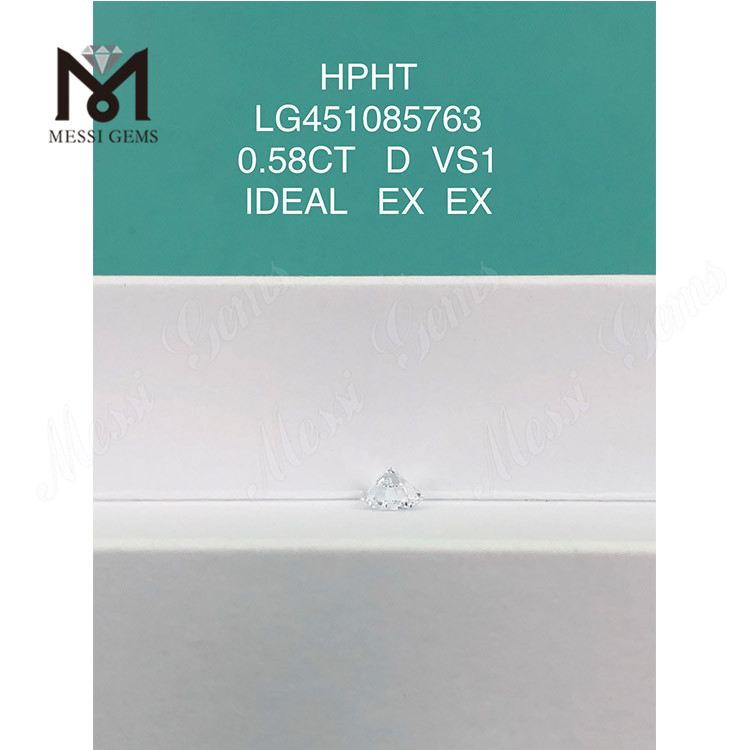 HPHT 랩 다이아몬드 라운드 브릴리언트 0.58ct VS1 D IDEL 컷