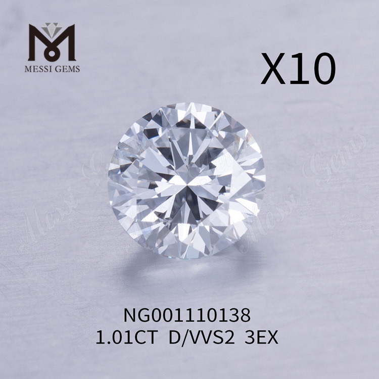 1.01ct VVS2 D RD 랩 그로운 다이아몬드 EX 컷 등급
