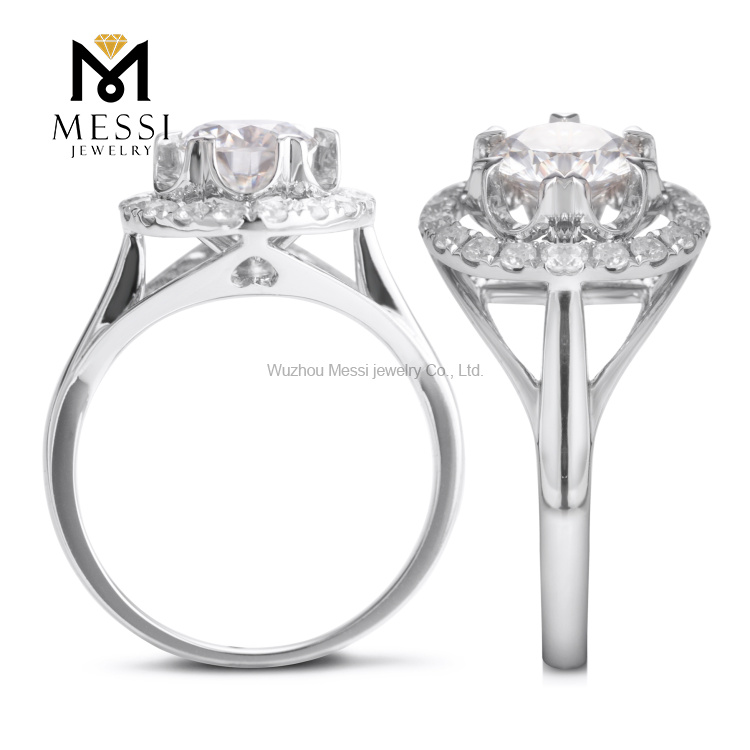 약혼 결혼 반지를 위한 도매 보석 반지 18K 금 Moissaniute 반지