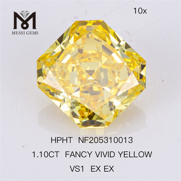 1.10ct VS1 EX EX 팬시 비비드 옐로우 래디언트 컷 랩그로운 래디언트 다이아몬드