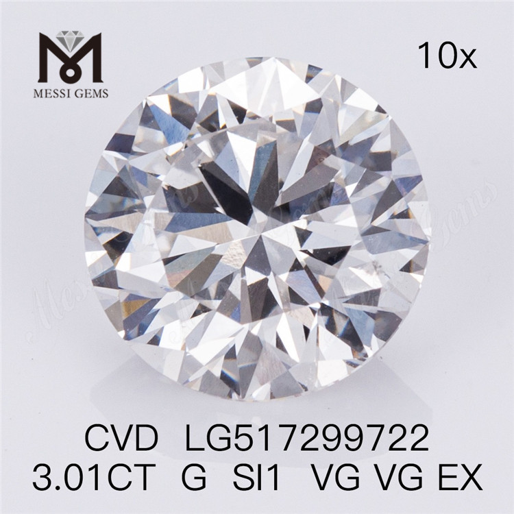 공장 가격 3.01ct G SI1 원형 루즈 합성 실험실 재배 다이아몬드