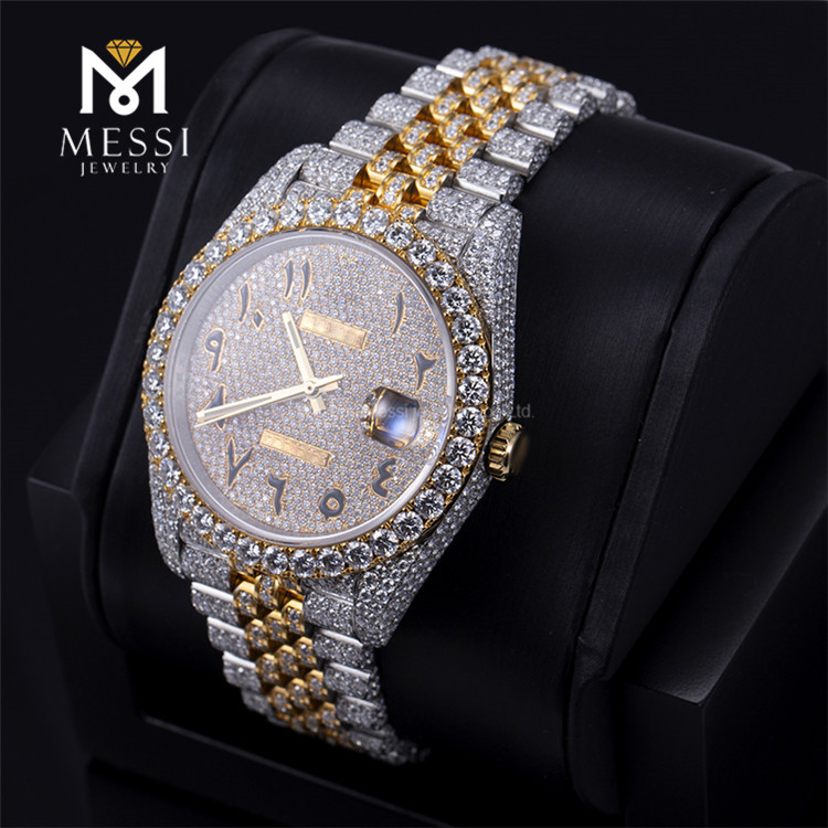 남편을 위한 Moissanite 다이아몬드 시계 스포츠 비즈니스 남성용 스위스 시계