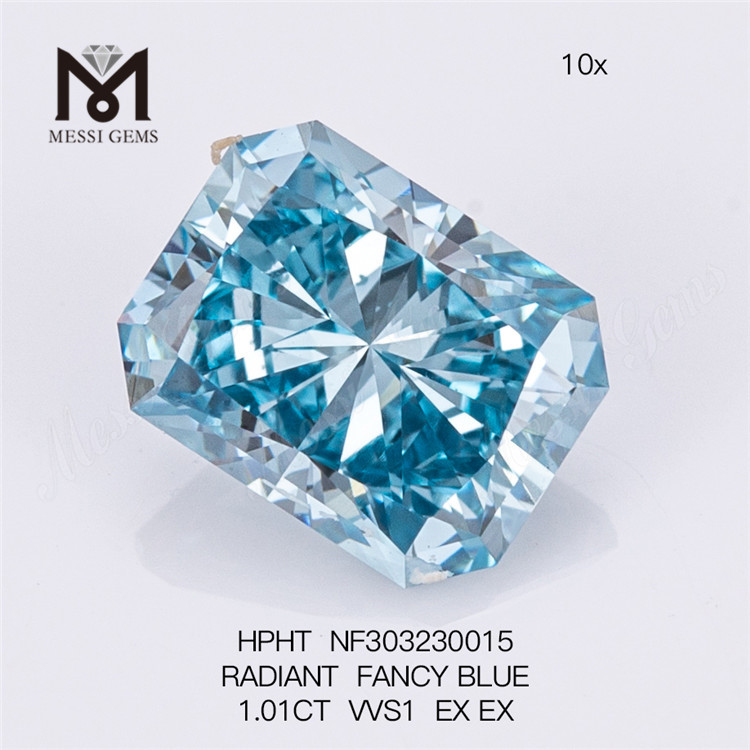 1.01CT VVS1 래디언트 팬시 블루 랩 그로운 다이아몬드 HPHT NF303230015