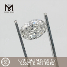 3.22CT D VS1 타원형 남성 제작 다이아몬드 IGI丨Messigems CVD LG617435150