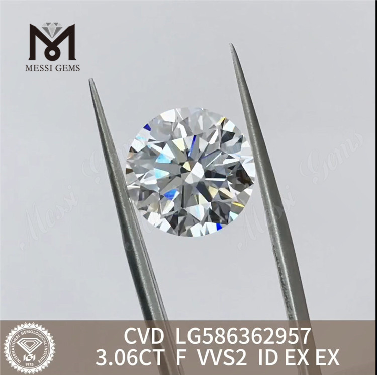 3.06CT F VVS2 ID EX EX 3ct 루즈 CVD 다이아몬드 공장에서 직접 LG586362957丨Messigems 