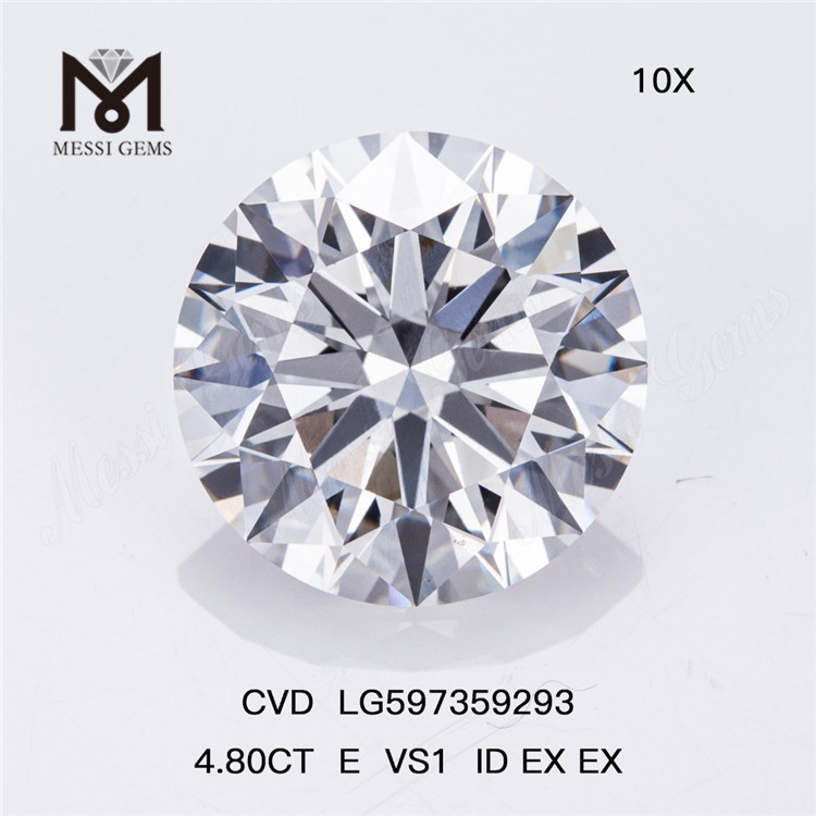 4.80CT E VS1 ID EX EX 벌크 엔지니어드 다이아몬드로 광채를 발산 CVD LG597359293 丨Messigems
