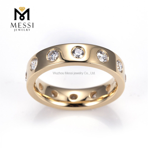 18k 옐로우 골드 패션 스타일 원형 연구소 제작 다이아몬드 반지