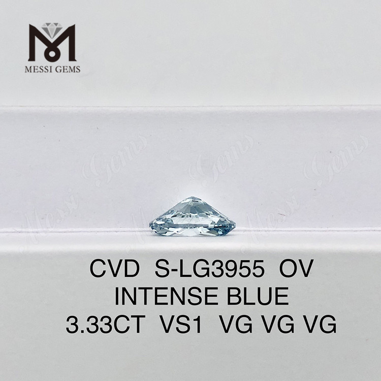 3.33CT VS1 INTENSE BLUE 랩 오벌 다이아몬드 Purity and Perfection丨 메시지젬 CVD S-LG3955