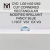 1.73CT 실험실 성장 모조 다이아몬드 VS1 직사각형 블루 CVD LG614321262丨Messigems