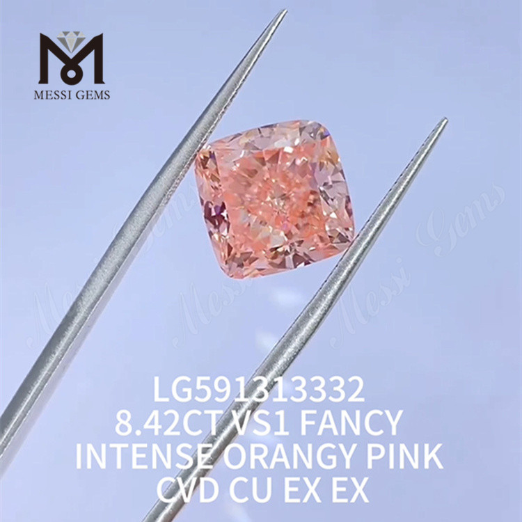 8.42CT VS1 팬시 인텐스 오렌지 핑크 CVD CU EX EX 연구소 제작 핑크 다이아몬드