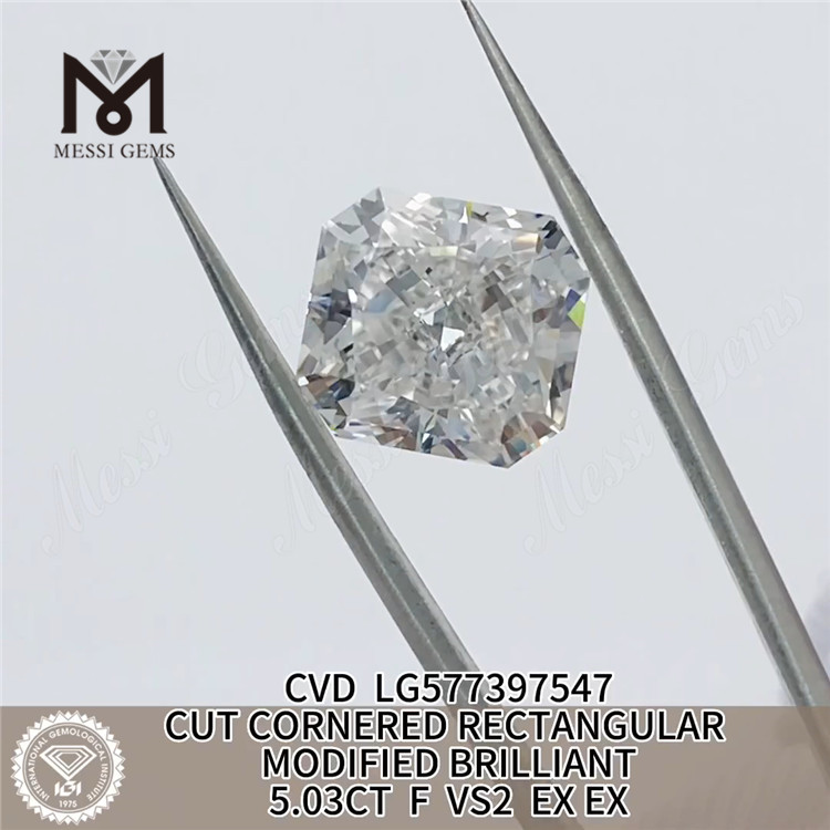 5.03ct 직사각형 F VS2 Ex Ex CVD 시뮬레이션 다이아몬드 LG577397547